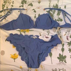 Jessica Simpson 2019 Swim Blue Scallop Bikini 👙
